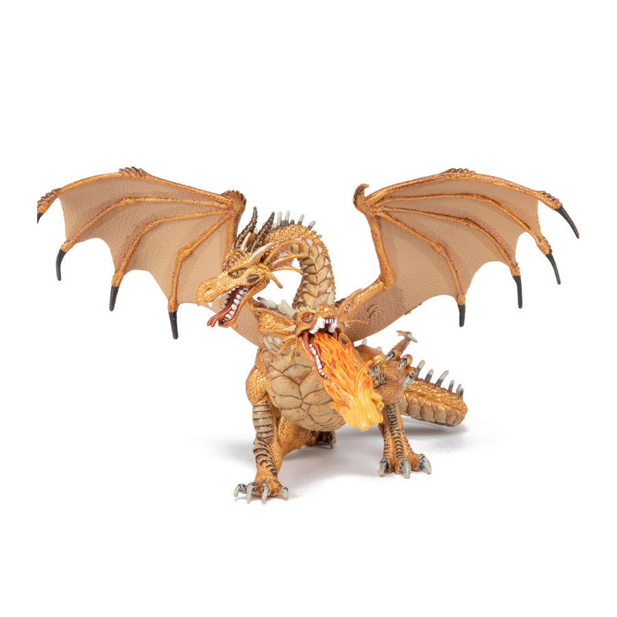 Figurine Dragon deux têtes or Papo en PVC, Collection Fantastique, jouet éducatif idéal pour enfants et collectionneurs