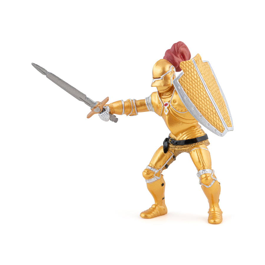 Chevalier or en armure Papo en PVC, Collection Médiéval, jouet éducatif idéal pour enfants et collectionneurs