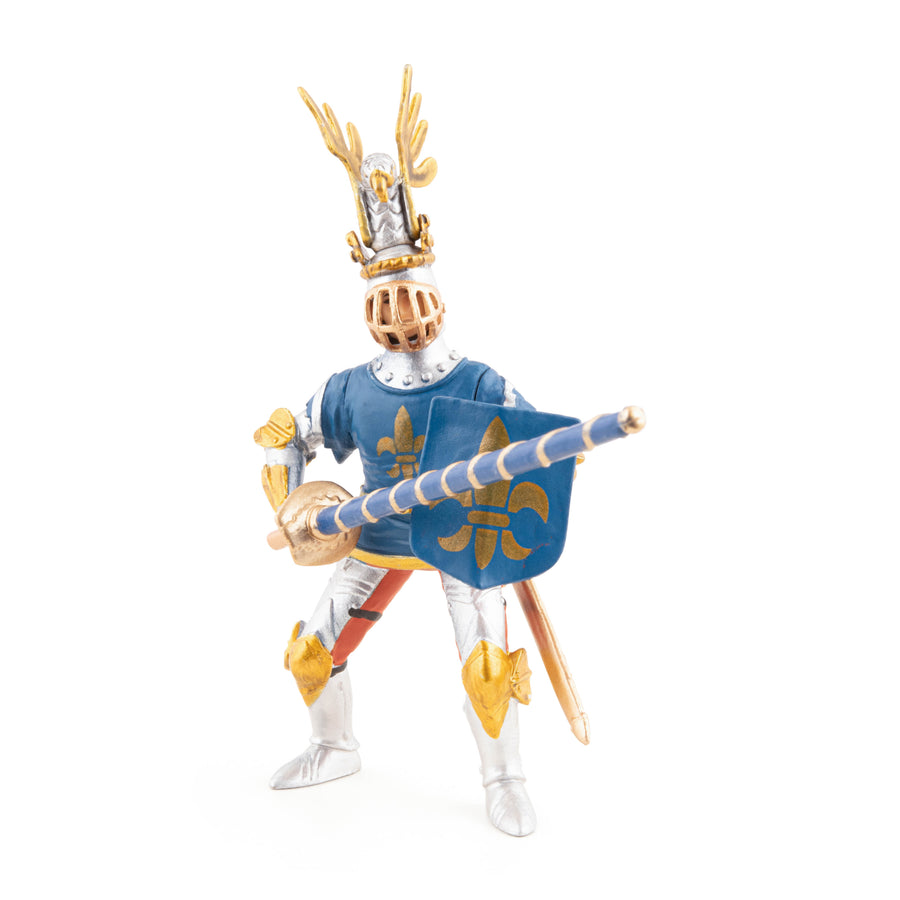Chevalier bleu fleur de lys Papo en PVC, Collection Médiéval, jouet éducatif idéal pour enfants et collectionneurs