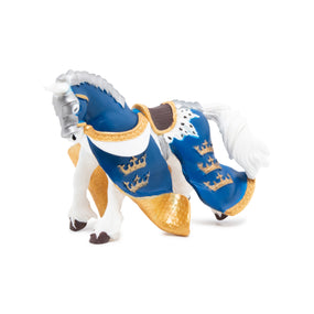 Cheval du roi Arthur bleu Papo en PVC, Collection Médiéval, jouet éducatif idéal pour enfants et collectionneurs