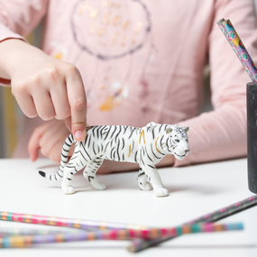 Figurine Tigre blanc Papo en PVC, thème félins, Collection Animaux sauvages, jouet éducatif idéal pour enfants et collectionneurs