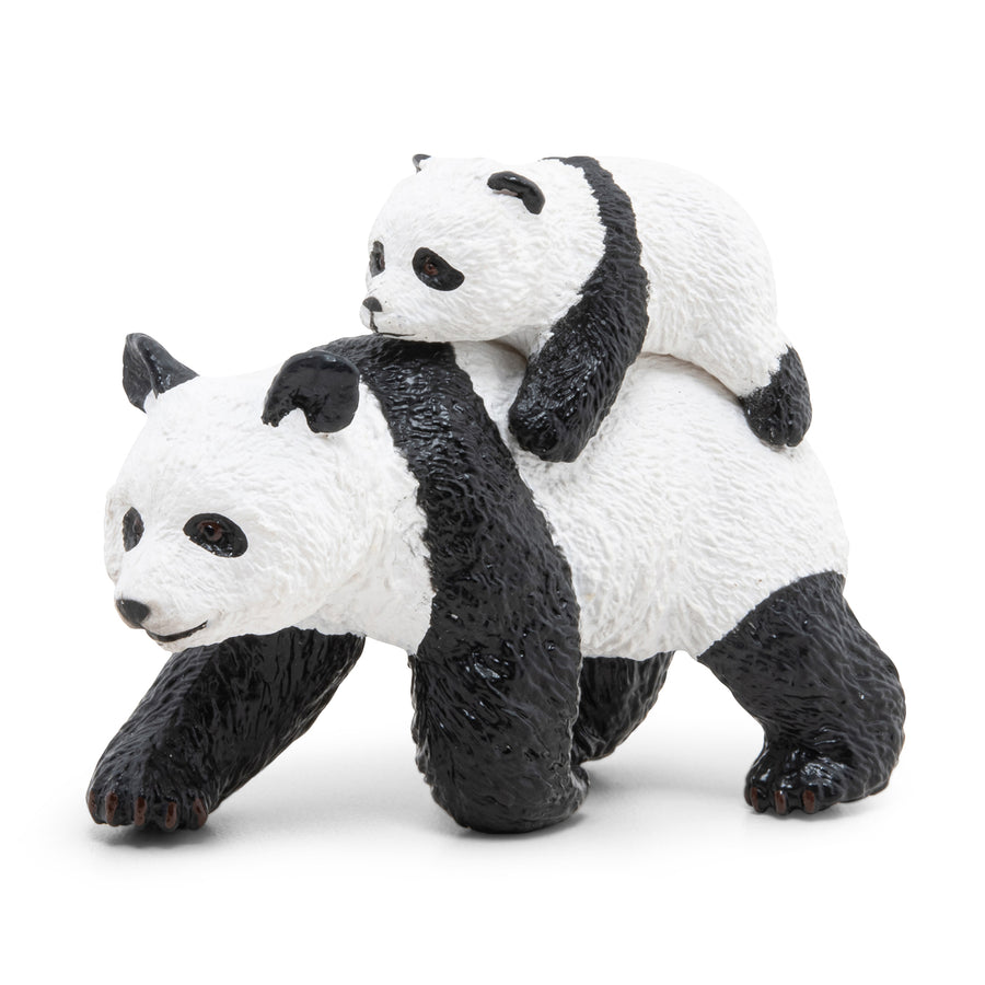 Panda et son bébé Papo en PVC, Collection Animaux sauvages, jouet éducatif idéal pour enfants et collectionneurs