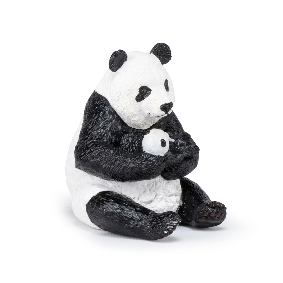 Panda assis et son bébé Papo en PVC, Collection Animaux sauvages, jouet éducatif idéal pour enfants et collectionneurs